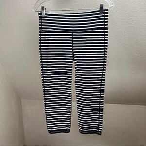 ATHLETA Black and White Striped legging/Capris. Size Medium